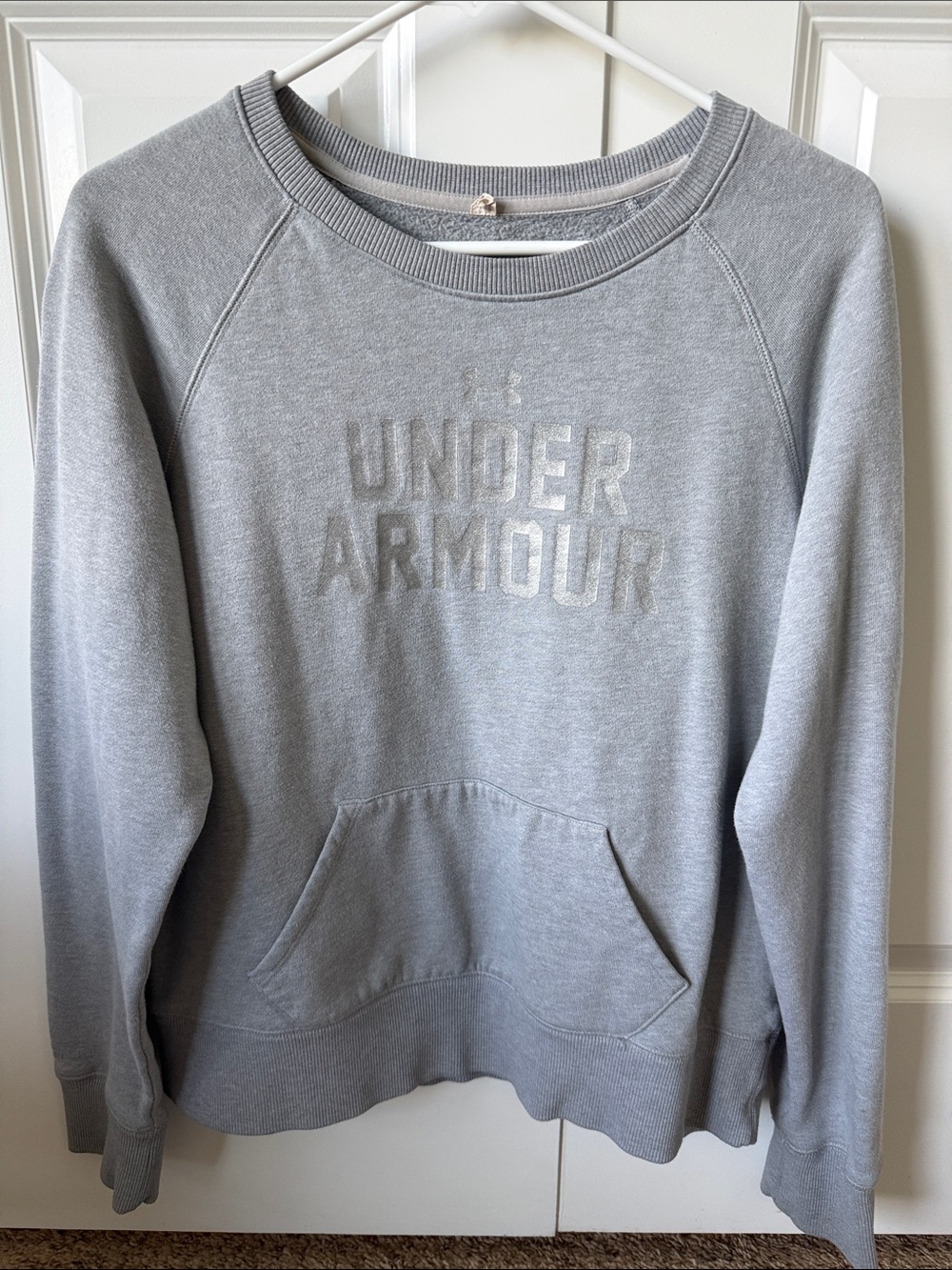Under Armour Light Gray Crewneck Pullover with Embossed Logo